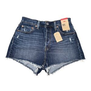 Levi's Dark Blue 501 Cutoff Denim Shorts